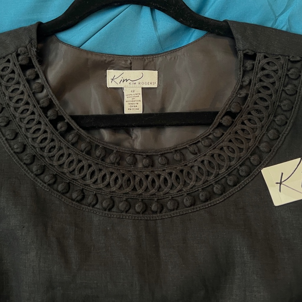 Kim Rogers Elegant Black Linen Dress